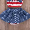 Bébé filles drapeau américain tenues INS enfants étoiles rayures costumes 2018 été Boutique enfants vêtements ensembles C4304