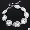 Hot New Crystal Bridal Sieraden Sets Zilver Kleur Teardrop Bruids Armband Oorbellen Sets Bruiloft Sieraden Gratis verzending