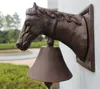 Gietijzer Ornate Horse Hoofd Deur Bell Deurbel Tuin Decoratie Rustieke Cottage Patio Boerderij Country Barn Stable Handbell Decoratie Antiek Bruin