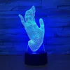 손 모양 창조적 인 3D 환상 램프 LED 나이트 라이트 7 개 색 크리스마스 선물 # R42