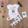 Söt nyfödd baby pojke tjej toddler glass romper topp långa byxor leggings huvudband outfit toddler pojkar tjejer kläder barn kläder set