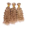 9A Vierge Péruvienne Miel Blonde Tissage de Cheveux Humains Bundles 3Pcs # 27 Brun Clair Cheveux Humains Vague Profonde Offres Bundle Deep Wavy Double Trames