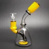 Mini Cam Bong Bent Boyun Beher Bong Cam Su Borusu 6 '' Küçük Su Bong Bubbler Borosilikat Cam Beher Su Bong