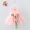 6 Kolor Lato Dziewczynek Suknie Księżniczka Bow Weddings Bow Dress Kids Birthday Party Costume Odzież dziecięca dla 2-5y