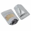 200Pcs/Lot Silver Zip Lock Mylar Bag Doypack Aluminum Foil Stand Up Resealable Zipper Clear Window Nuts Dried Fruits Packaging