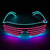 Light Up Flashing Shutter Neon Rave Lunettes El Wire Lunettes de soleil LED Glow DJ Costumes pour Halloween Noël Fête d'anniversaire Bar Verre Lumineux Décoratif