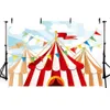 Baby Kids Circus Tema Festa di compleanno Sfondo Fotografia Bandiere stampate Blue Sky Cloud Bambini Cartoon Photo Studio Background