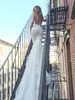 현대 Pallas Couture 인어 웨딩 드레스 웨딩 드레스 Plunging Neck Backless Lace Bridal Gowns 플러스 사이즈 로브 드 마리레 비치 웨딩 드레스