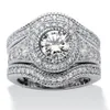 choucong Antiker Schmuck 6mm Stein Diamant 10KT Weißgold Gefüllt 3 Verlobung Ehering Ring Set Sz 5-11