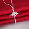 High Quality 925 Silver Cross Pendant Necklace Fashion Jewelry Christmas Gift mixed order free shipping 12pcs/lot