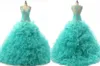 Real Photo Hollow Back Turq Quinceanera Dress 2018 Cheap With Straps Ruffle Organza Ball gown Prom Dress Evening Party Gowns