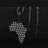 Cool Men Hip Hop Necklace Stainless Steel Black Gun Gold Plated CZ Africa Map Pendant Necklace for Men Women NL-563