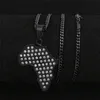 Cool Men Collana Hip Hop Acciaio inossidabile Black Gun Placcato oro CZ Collana con ciondolo mappa Africa per uomo donna NL-563