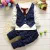 Kids Boy Clothes Baby Gentleman Suit Clothing Sets Fake two piece vest shirt Toddler children 14Y Birthday Party Dress259Q25032387301