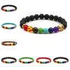 Pulseira Chakra Masculina Lava Preta Contas de Equilíbrio de Cura Reiki Buda Oração Pedra Natural Pulseira Ioga Pulseira Lava