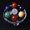 Natural 7 pçs Bola de Cristal Chakra Quartzo Esfera Gema de Cura Contas de Pedra Fengshui Decoração Suporte de Vidro