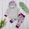 Nouveau-né Bébé Vêtements Filles Floral Rayé À Capuche Tops + Fleur Pantalon Leggings 2 PCS Enfants Vêtements Ensemble Filles Tenues Toddler Filles Vêtements Ensemble