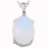 LuckyShine bijoux de fête de mariage Vintage ovale blanc pierre de lune pendentifs argent charmes femmes collier pendentifs