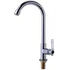 Torneira da cozinha Deck Mount Full Cobre Vertical Torneira Da Água Fria Único Punho de Um Furo de 360 ​​Graus Rotatable Sink Faucets Acabamento Cromado