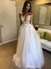 Boho Beach Wedding Dresses 2020 Berta A-Line Deep V-Neck Backless 3D Applique Beaded Flowers Floor Length Tulle Bridal Gowns