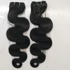 Body Wave Remy Hair Weft 3 Bundle Lot 100 Human Hair Weaves Brasilianska peruanska hårförlängningar Naturlig färg 1B 12-28 tum