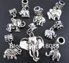 100p Mix Antiques Silver Alloy animal Elephant Dangle Charms Pendants For European Bracelet Fashion Jewelry Making Beads Brand Acc270r