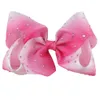 Kids 4pcs/Lot 7 Large Ombre Full Rhinestone Hair Bow With Clip Girl Dance Hairpin Boutique Hair Accessories