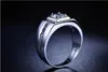 2018 New Arrival Sparkling Fashion Jewelry 925 Sterling Silver Solitaire White Topaz CZ Diamond Women Men Wedding Band Ring Gift296p