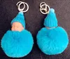 Coloré mignon dormir bébé poupée porte-clés pompon lapin boule de fourrure porte-clés voiture porte-clés porte-clés sac pendentif breloque accessoires