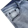 Mrwonder Men Fashion Hardwearing Long Denim Pants Broken Hole Straight Jeans with Zipper Trim