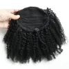 Short High Ponytail Hairpieces Unprocessed Brazilian Virgin Hair Kinky Curly Ponytail Extensions 120g Afro puff ponytail for black women