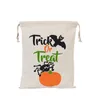 Halloween Pumpkin Bags Canvas Trekkoord Kerstcadeau Wrap Trucs Tricks Or Treated Printed Festival Party Decor 9 Designs HH7-1294