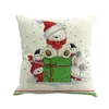 Taie d'oreiller de noël mignon bonhomme de neige impression teinture canapé-lit décor à la maison taies d'oreiller noël 45x45cm carré housses de coussin en lin