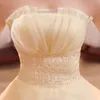 Hot Sale Wholesale Champagne Red White Wedding Dress 2018 New Arrival Ruffles Appliques Sweetange Korean Style bride Summer