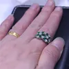 Bijuterias moda Birthstone anéis de casamento banda para as mulheres 5A Zircon Verde Cz 925 Sterling silver Partido Feminino anel de Flor estilo