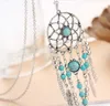 Europe and the United States dream catcher necklace national wind set chain tassel feather turquoise ornaments Bohemian jewelry