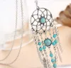 Europa och Förenta staterna Dream Catcher Halsband National Wind Set Chain Tassel Feather Turkos Ornaments Bohemian Smycken