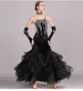 Yetişkin/Kadın Balo Salonu Dans Elbisesi Modern Waltz Standart Yarışma Elbisesi Siyah Kırmızı Yeşil Mavi Seksi Kayış Rhinestone Kadife Elbise