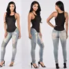 Rasgado Sexy Jeans Skinny Das Mulheres De Cintura Alta Slim Fit Denim Calças Slim Denim Motociclista Reta Skinny Rasgado Calças Lápis