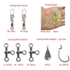 160PCS/Box Fishing Tackle Box Accessories Hooks Swivels Lead Fishing Sinker Ring Carp Set Wholesale Fishing Tackle Kits