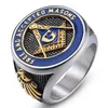 316 Stainless Steel High fraternal order Men's masonic Lodge Rings Blue Enamel Free And Accepted Masons ring