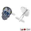 SAVOYSHI Brand Whole J7648507 Neuheit Bunte Totenkopf-Manschettenknöpfe für Herrenhemden Manschettenzubehör Hochwertige bemalte Manschettenknöpfe Emaille SAVOYSHI Brand Whole J7648507