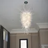 Crystal Chandeliers Lamp for Hotel and Restaurants Pure White Style Murano Hand Blown Glass Chandelier Light