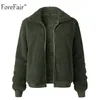 Forefair Fleece Jacket Donna Autunno manica lunga crop Top Faux Fur Coat Donna Casual Bomber Jacket Winter Ladies Coat L18100904