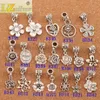 190pcs / lot blommor dangle legering stort hål lösa pärlor tibetansk silver passform europeisk charmband smycken bm55 lzsilver