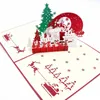 クリエイティブな3D立体視ポップアップクリスマスのテーマカード手作りの招待状板紙工芸品祭の祝福のクリスマスサプライ