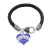 Nuevo diseño Pulsera de corazón para mujer Palabra de personalidad escrita para diabéticos con hermosos cristales y cadena de cuero de moda Aleación de zinc Dr257r