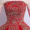 018 nouvelle robe de bal dentelle tulle rouge robe de mariée avec queue motif chinois style pas cher chine broderie robe de mariée