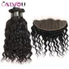 28 30 32 34 cale ludzkie Remy Włosy Włosy z koronkowym zamknięciem przednie ciało głębokie woda luźna fala Afro Kinky Curly Brazylijska Virgin Weave Weft Extension Wet