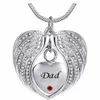 Creativity DAD Wing Heart birthstone Cremation Urn Necklace for Ashes Urn Jewelry Memorial Pendant